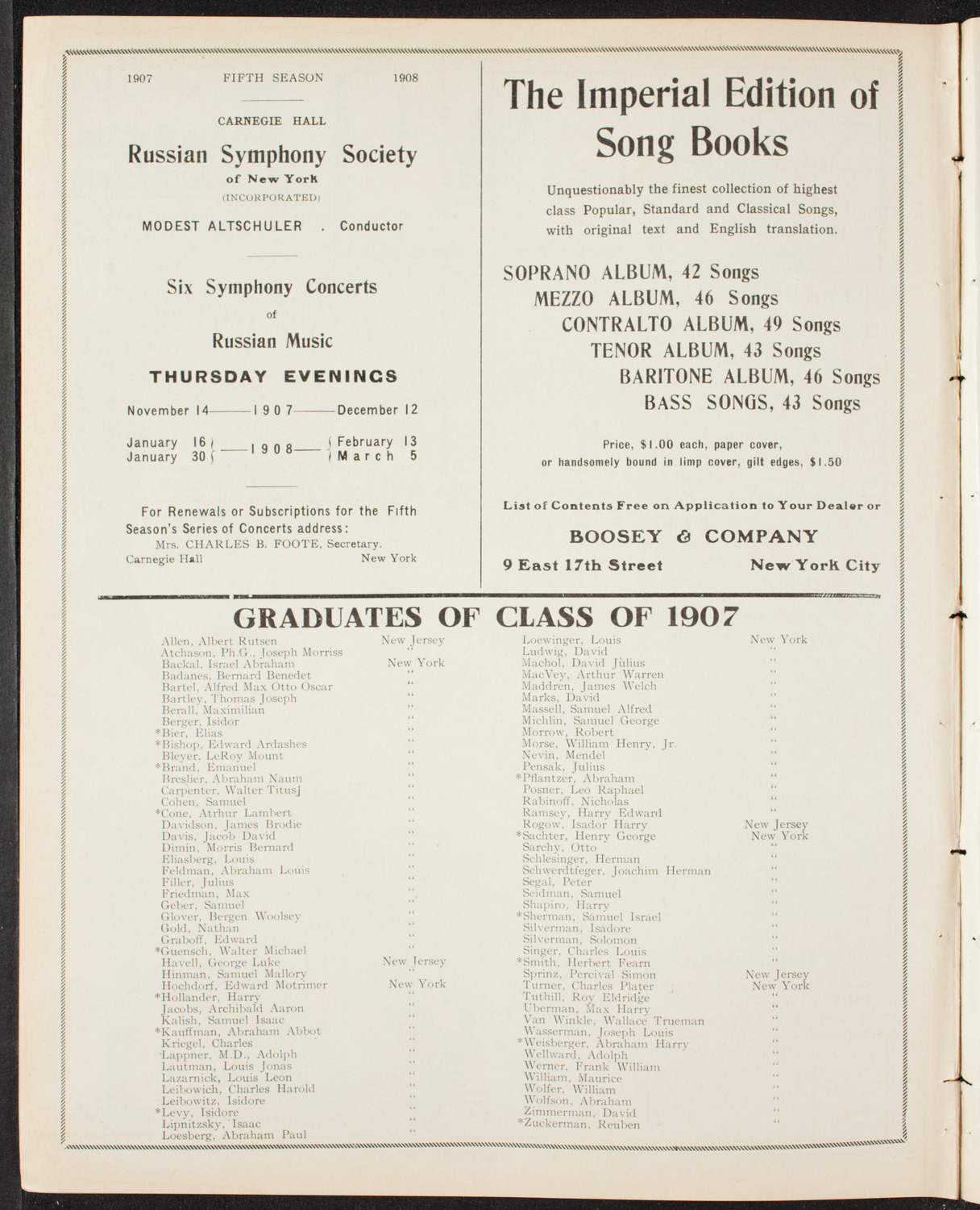 Graduation: New York College of Dentistry, June 3, 1907, program page 10