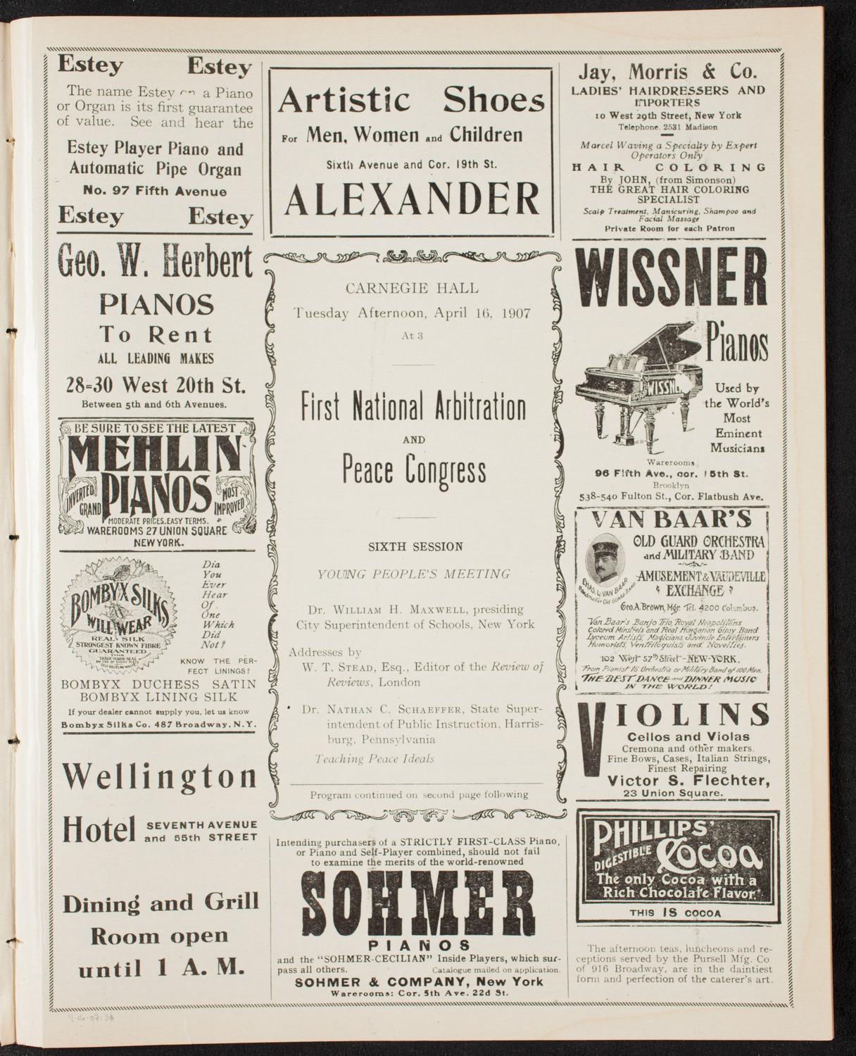 National Arbitration and Peace Congress, April 16, 1907, program page 5