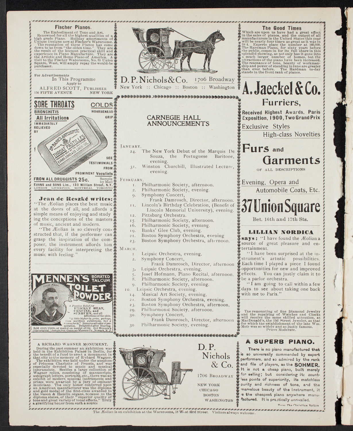 Pittsburgh Symphony Orchestra, January 22, 1901, program page 2