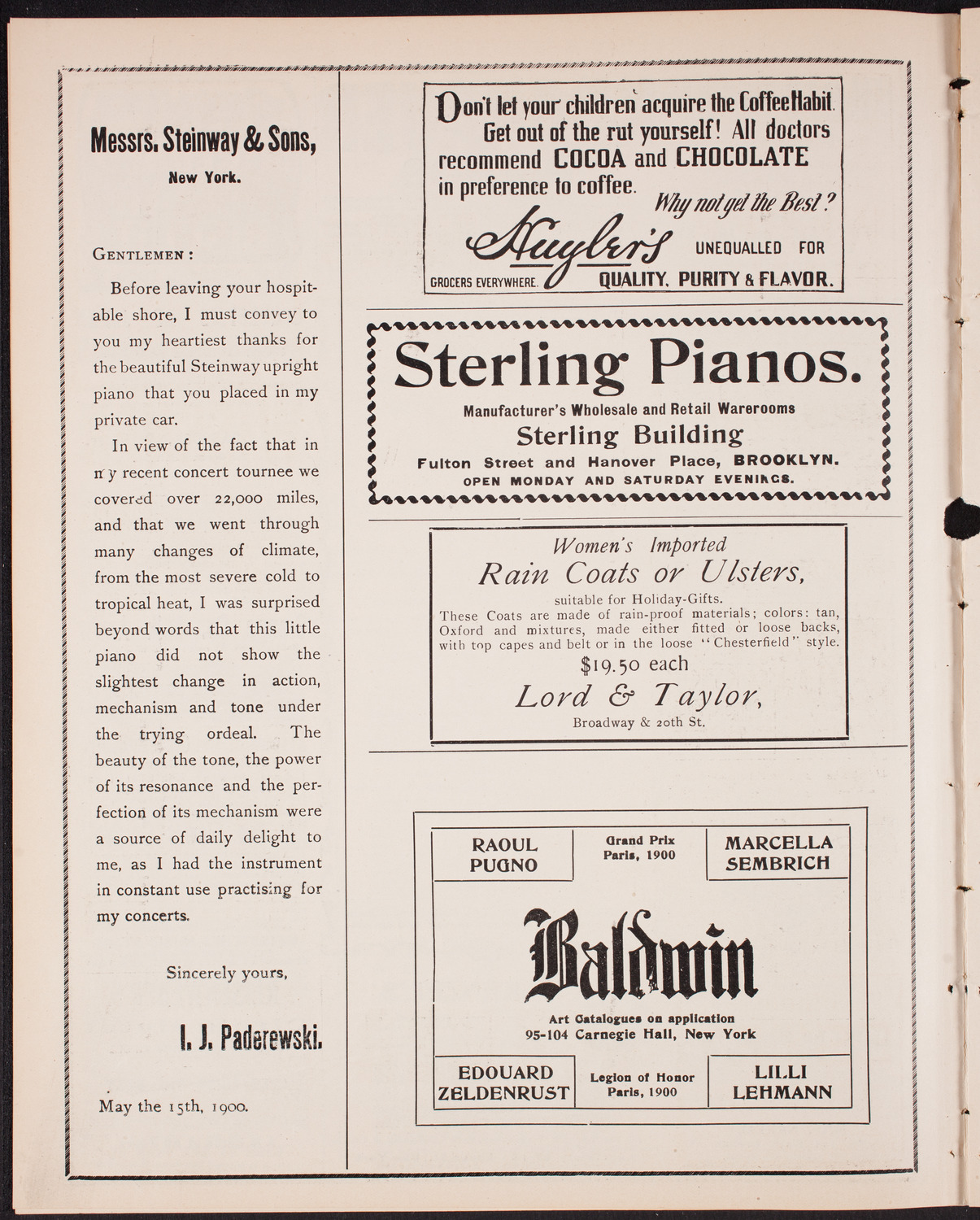 Benefit: New York College of Music Free Scholarship Fund, January 22, 1903, program page 4