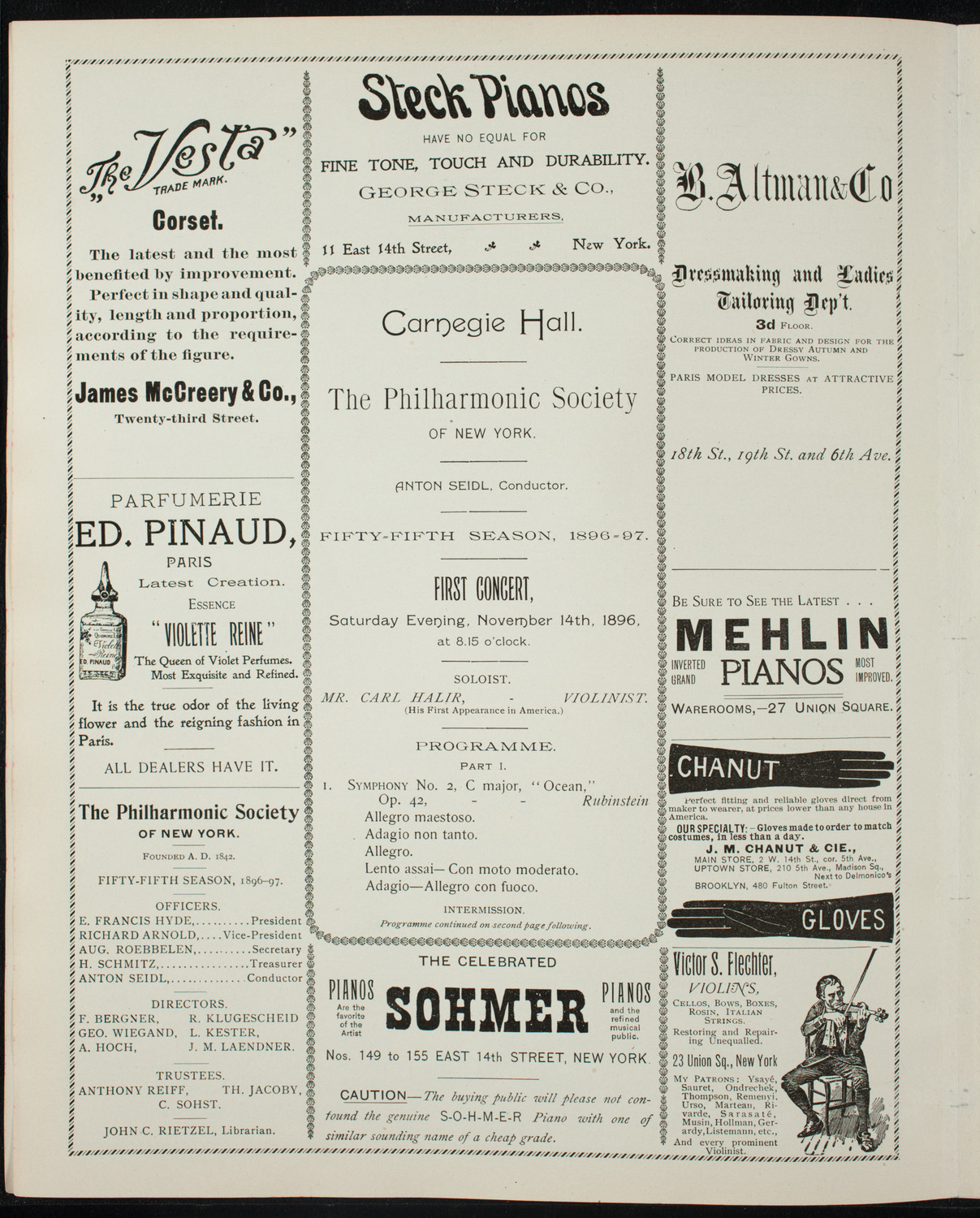New York Philharmonic, November 14, 1896, program page 4