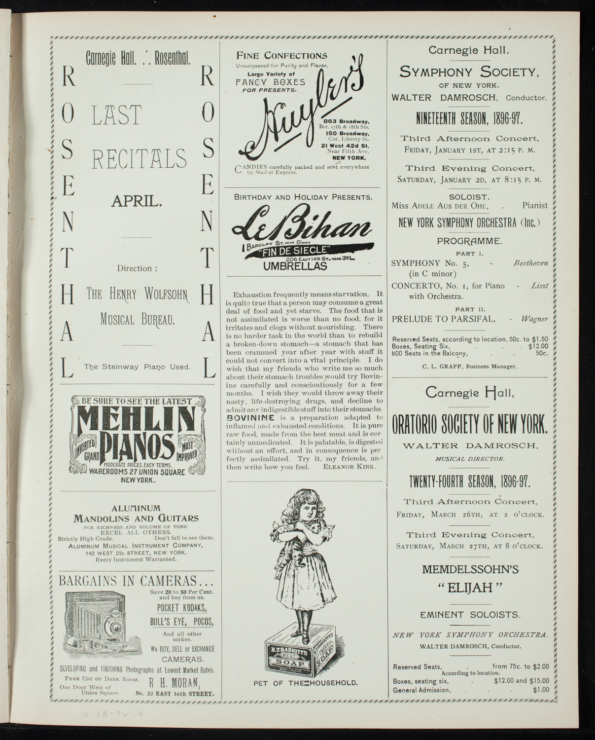Oratorio Society of New York, December 28, 1896, program page 7