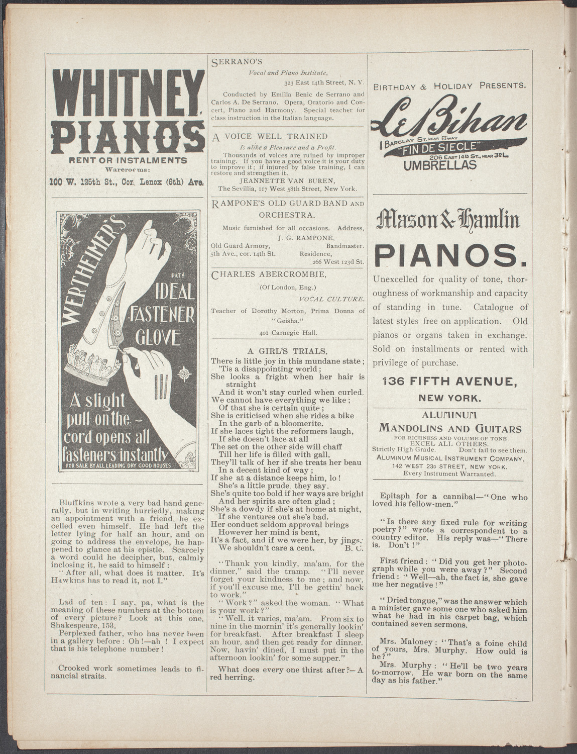 Benefit: Sunnyhour Barefoot Mission, December 1, 1896, program page 2