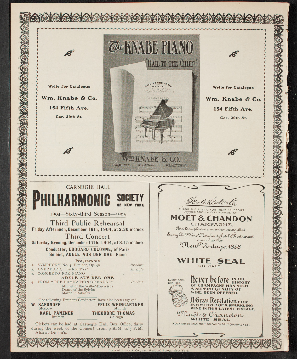 Vladimir de Pachmann, Piano, December 6, 1904, program page 12