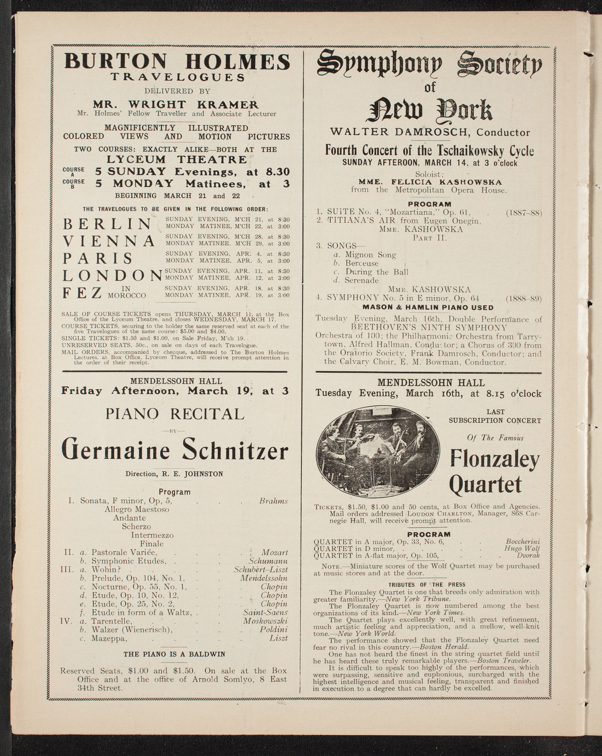 Musical Art Society of New York, March 11, 1909, program page 10