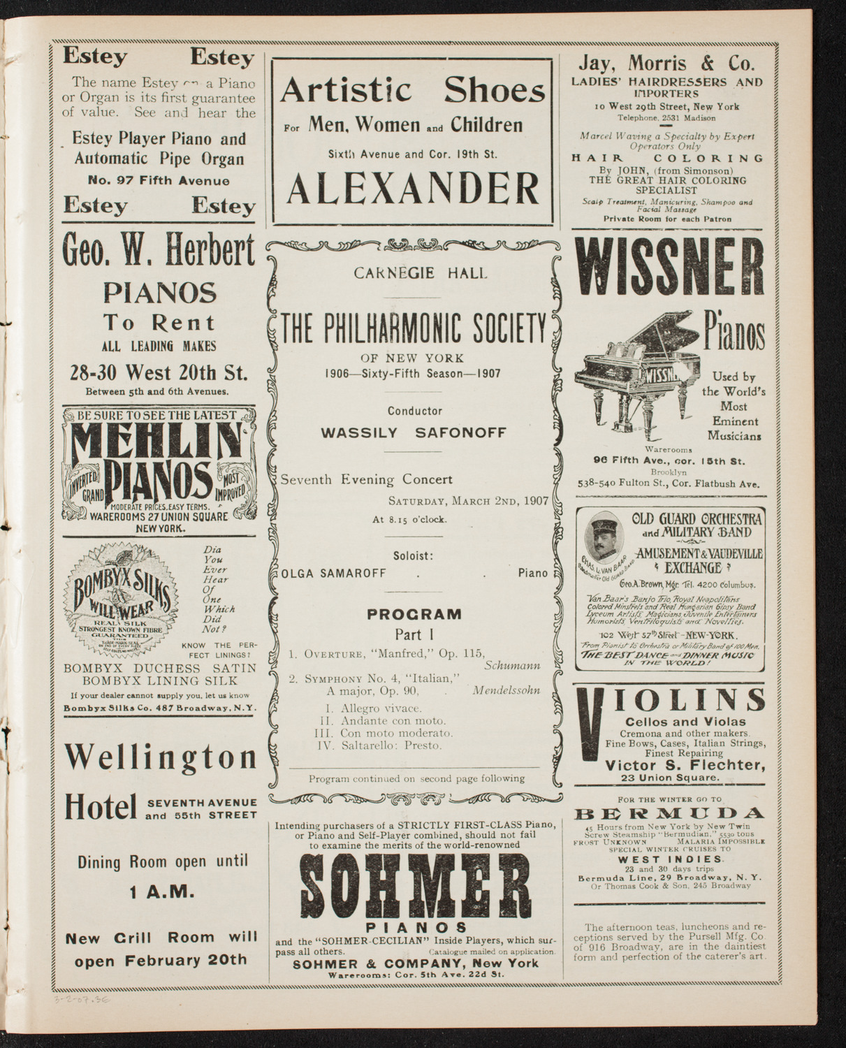 New York Philharmonic, March 2, 1907, program page 5