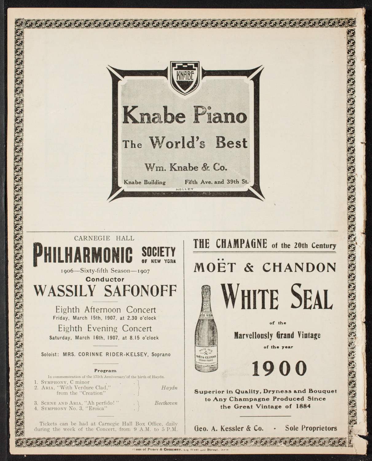 Volpe Symphony Society of New York, March 3, 1907, program page 12