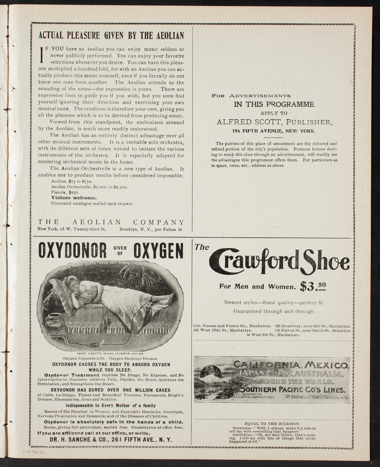 Eduard Zeldenrust, Piano, January 12, 1902, program page 9