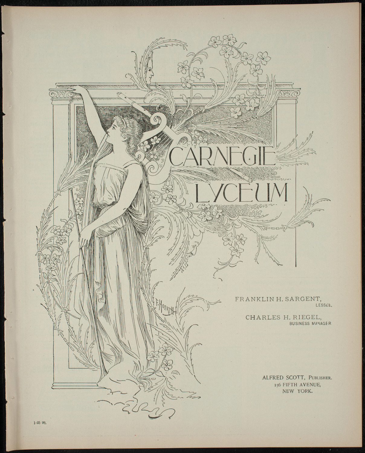 Garrick Dramatic Club, January 25, 1899, program page 1