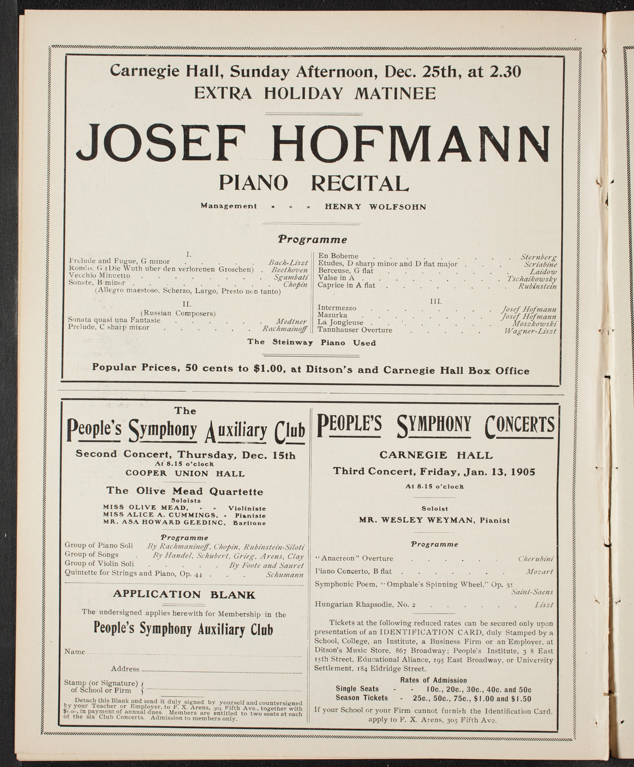 People's Symphony Concert, December 9, 1904, program page 10