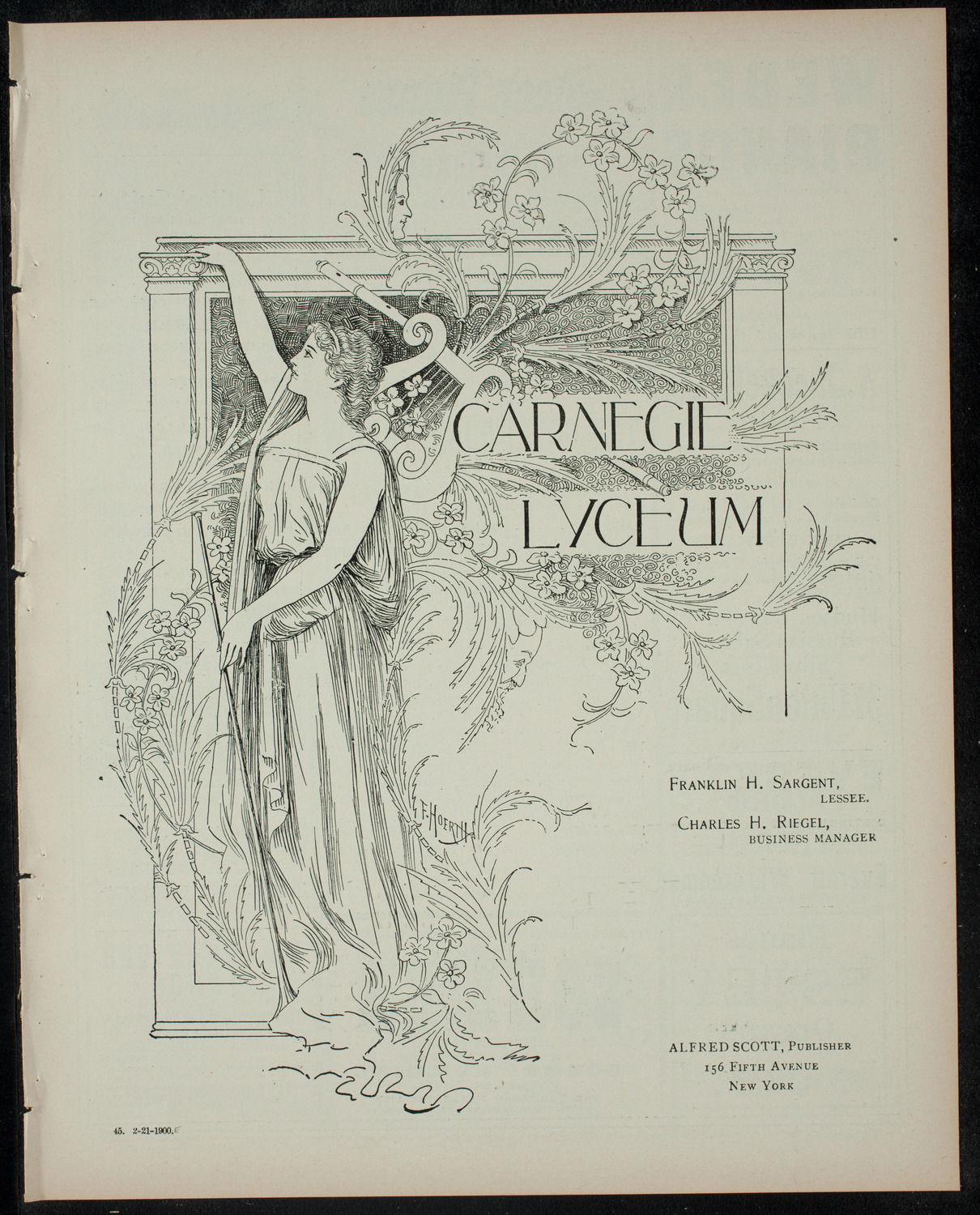 Columbia University Musical Society, February 21, 1900, program page 1