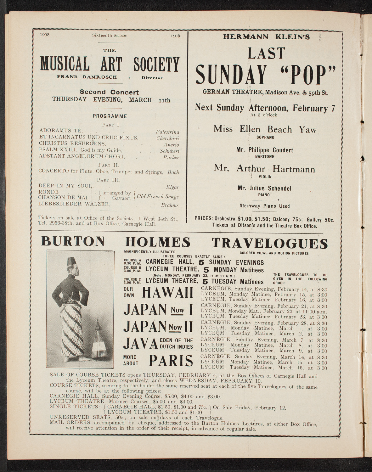 Oratorio Society of New York, February 4, 1909, program page 10