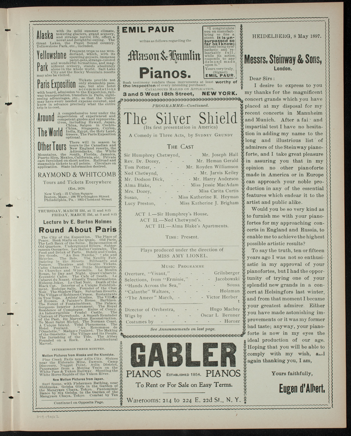 The Merrymakers Dramatic Club, March 19, 1900, program page 3
