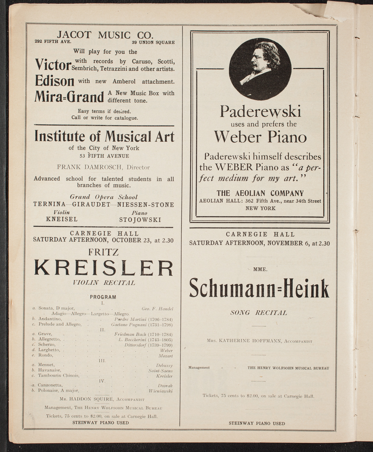 George Hamlin, Tenor, October 17, 1909, program page 6