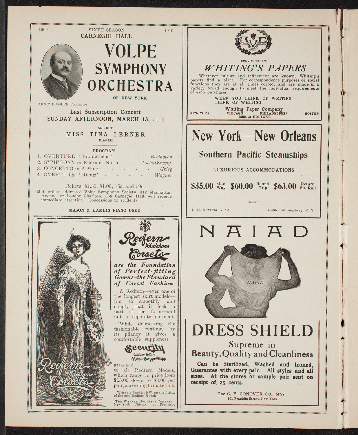 New York Philharmonic, March 11, 1910, program page 2