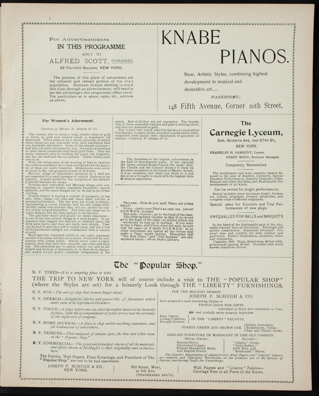 Lantern Slides: Miss Jerry (A picture-play in 3 acts), December 10, 1896, program page 3