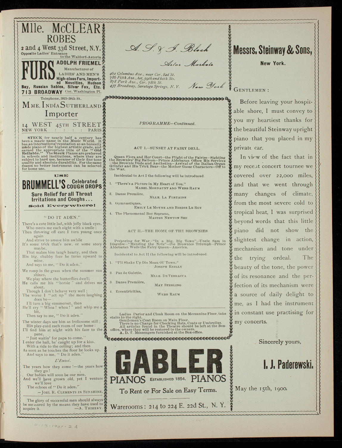 The Children's Theatre, April 13, 1901, program page 3