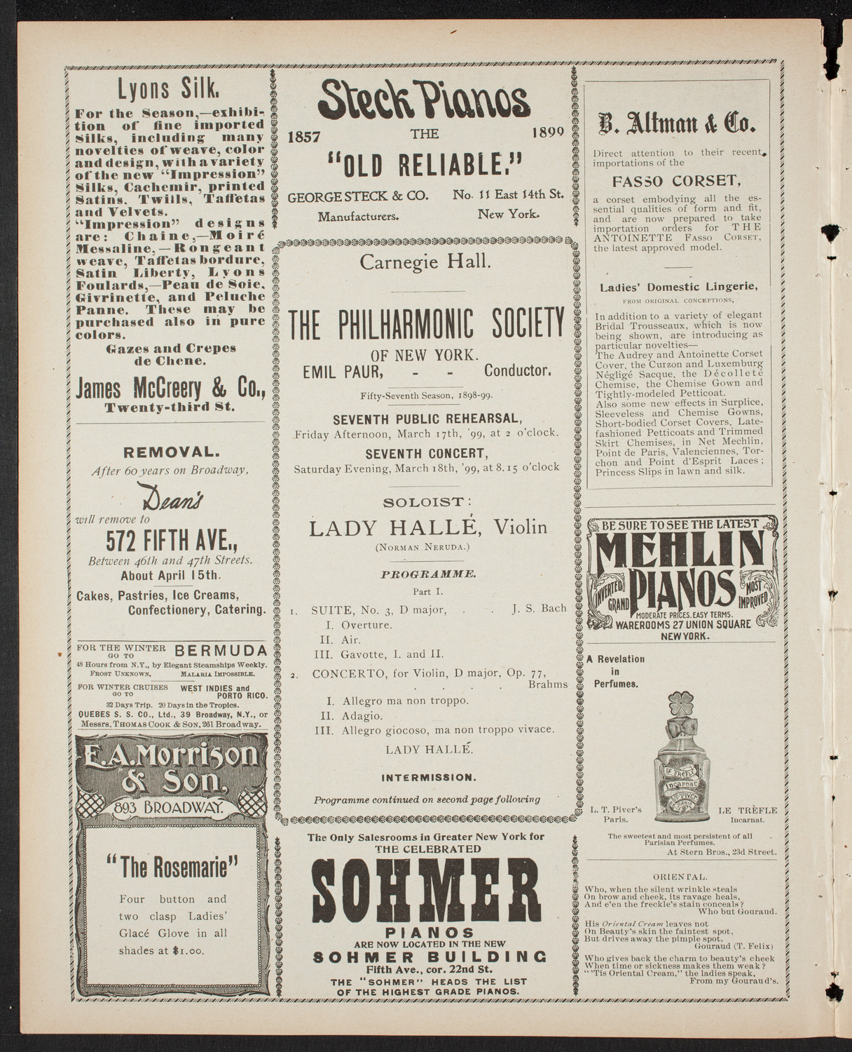 New York Philharmonic, March 17, 1899, program page 4