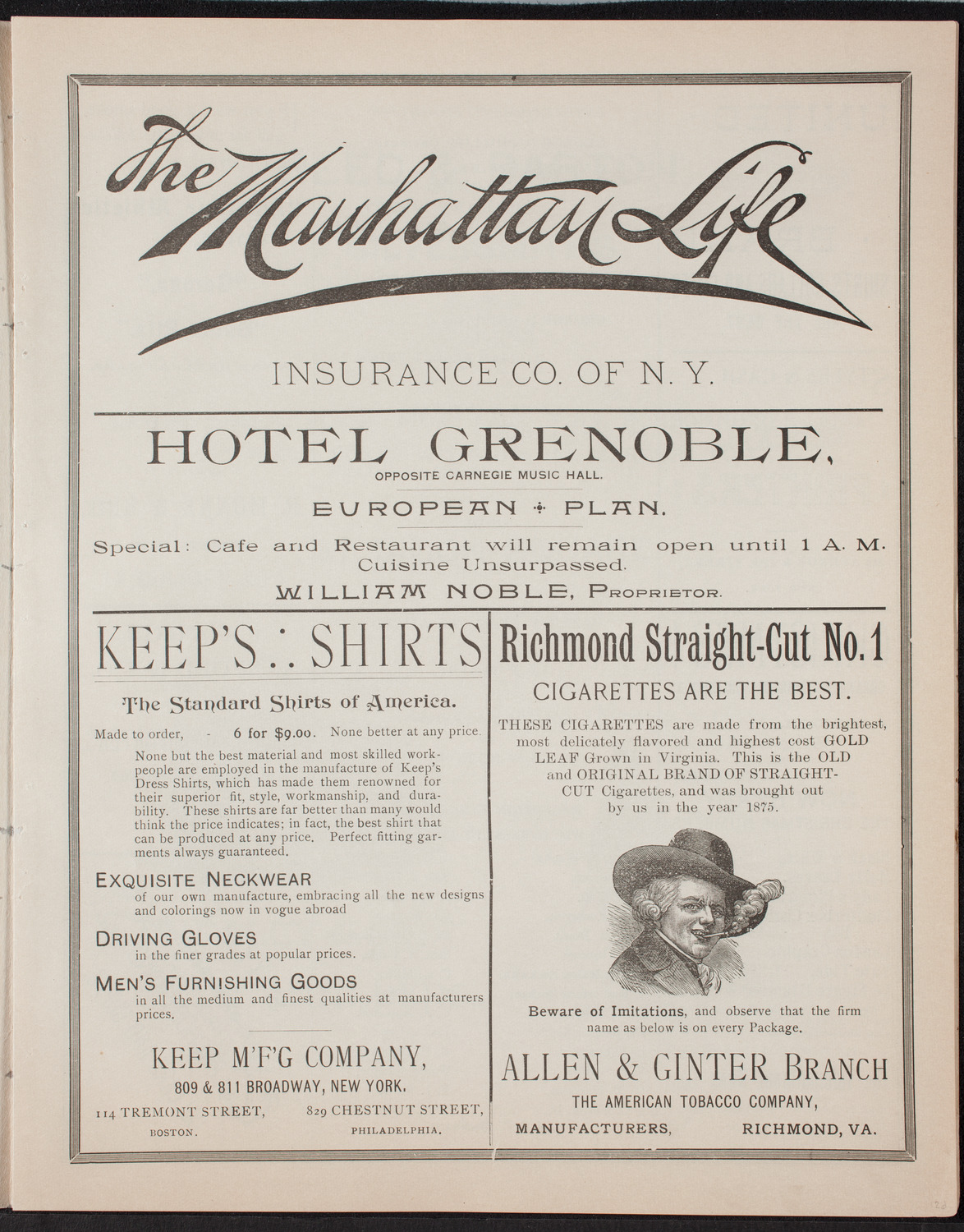 New York Athletic Club Minstrel Show, November 30, 1892, program page 9