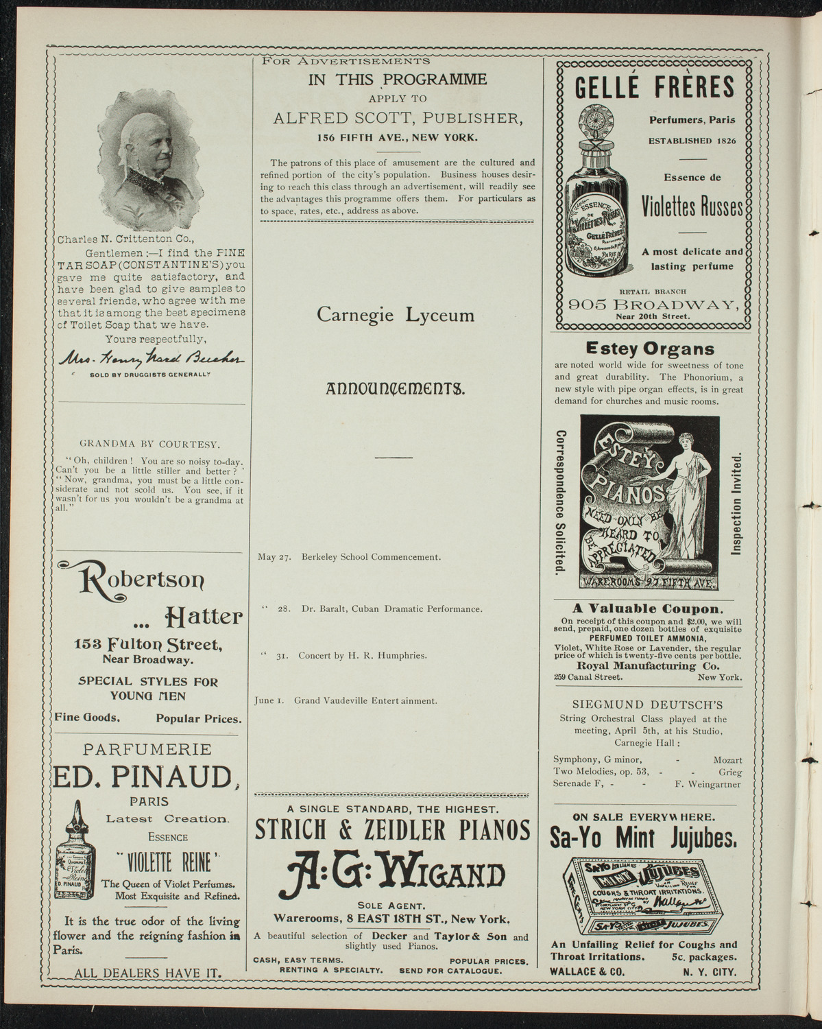 Students of Angela Gallagher, May 26, 1898, program page 2