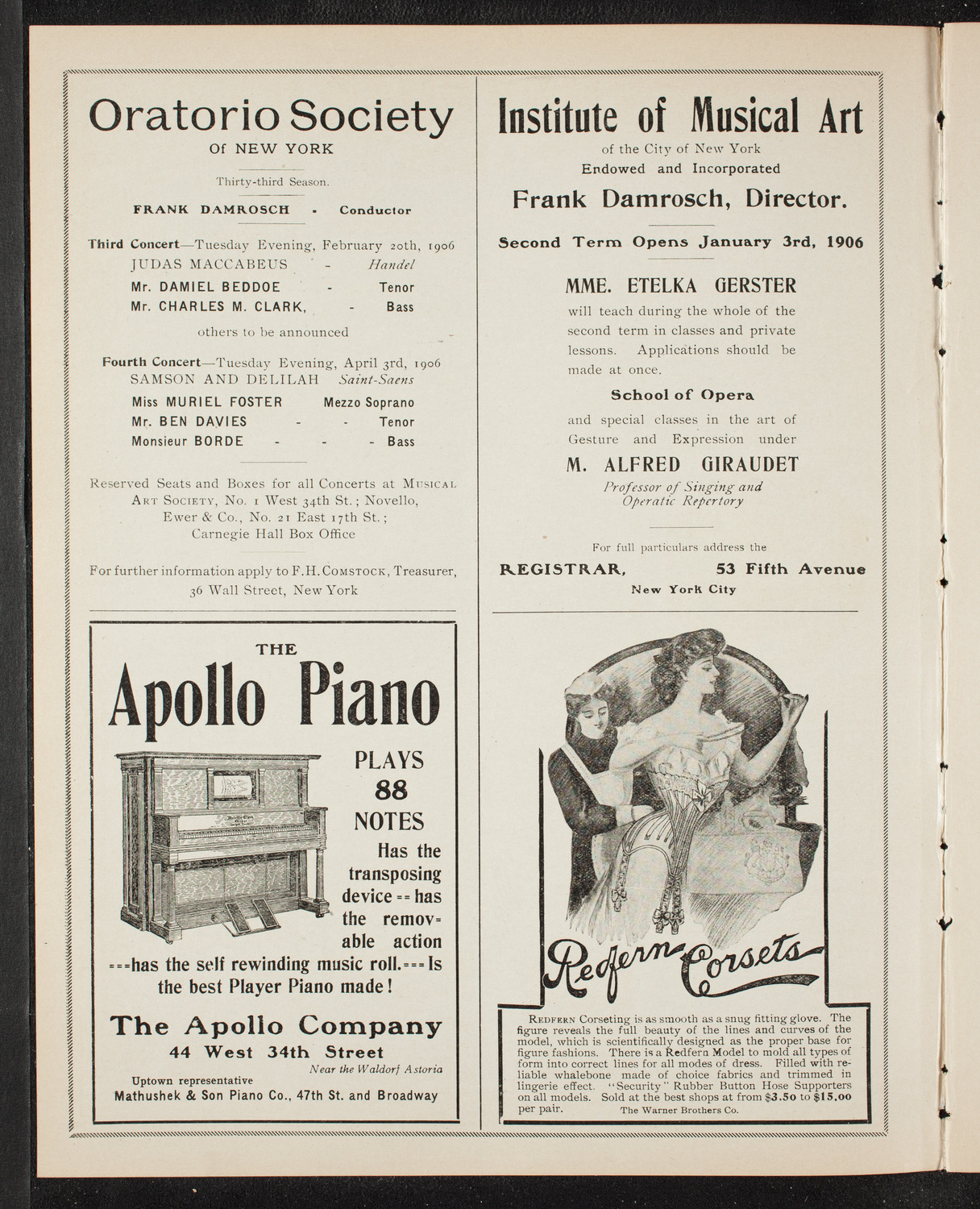 New York Philharmonic, January 13, 1906, program page 2