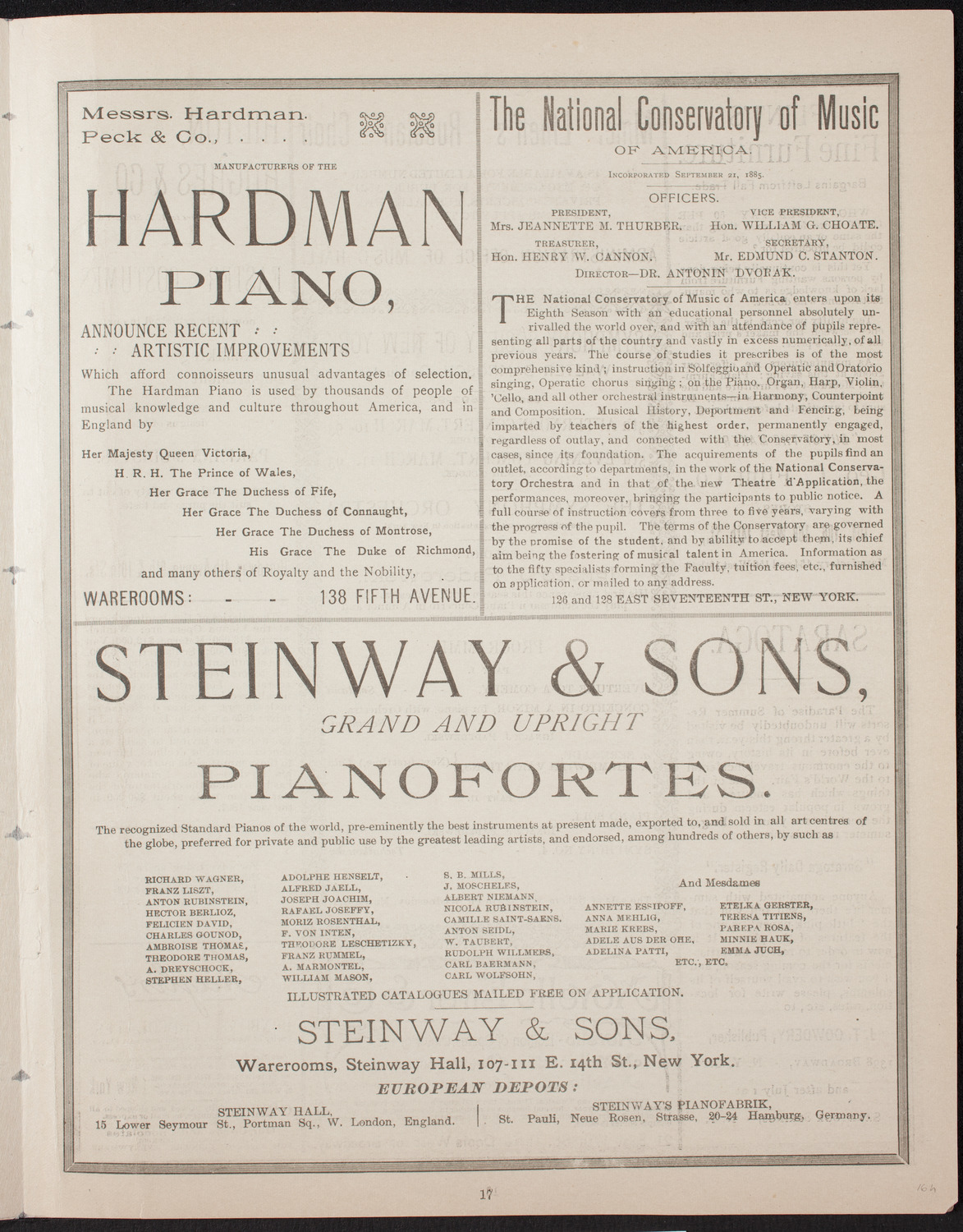 New York Banks' Glee Club, February 21, 1893, program page 17