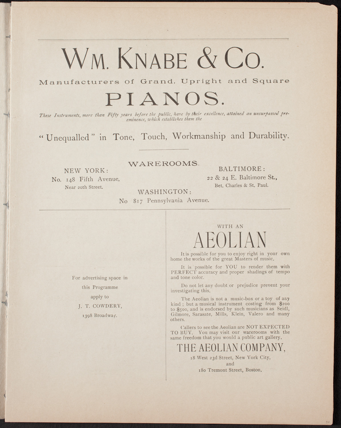 Benefit: Crippled Children at Post Graduate Hospital, April 21, 1892, program page 3