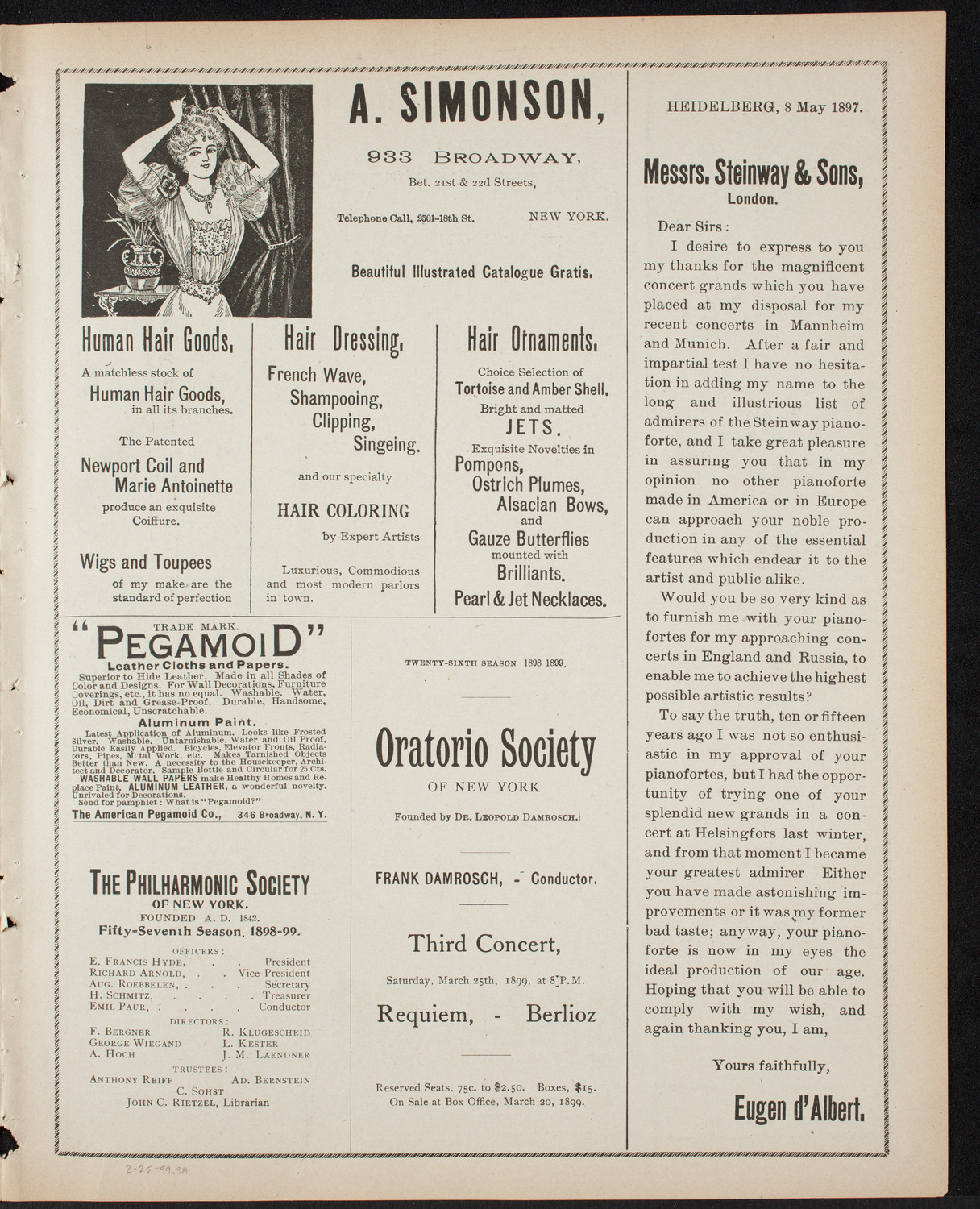 Symphony Concert for Young People, February 25, 1899, program page 5