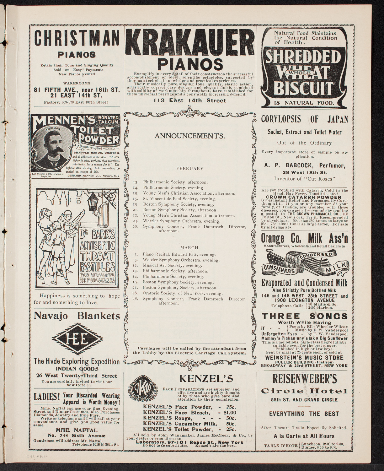 New York Banks' Glee Club, February 12, 1903, program page 3