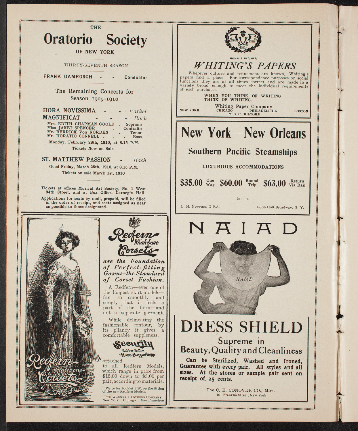 New York Philharmonic, January 30, 1910, program page 2