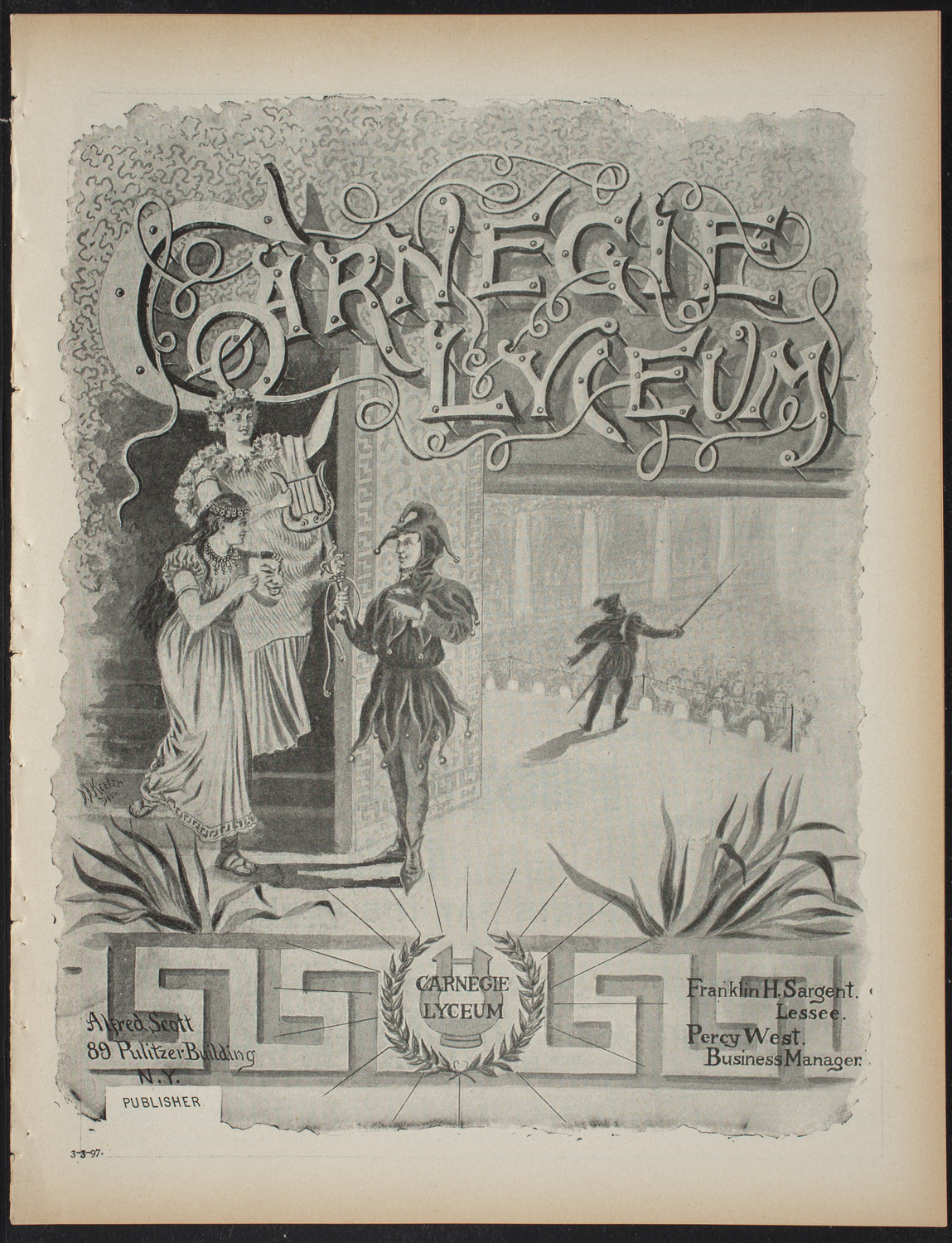 Lecture Series: Sociology in its Practical Aspects, March 3, 1897, program page 1