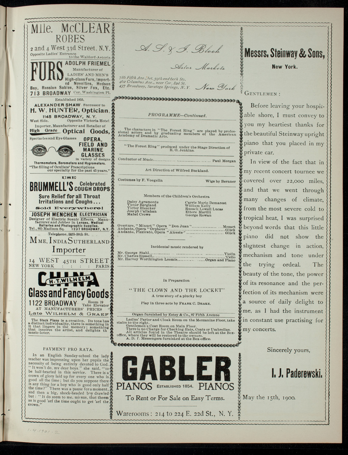 The Children's Theatre, January 4, 1901, program page 3