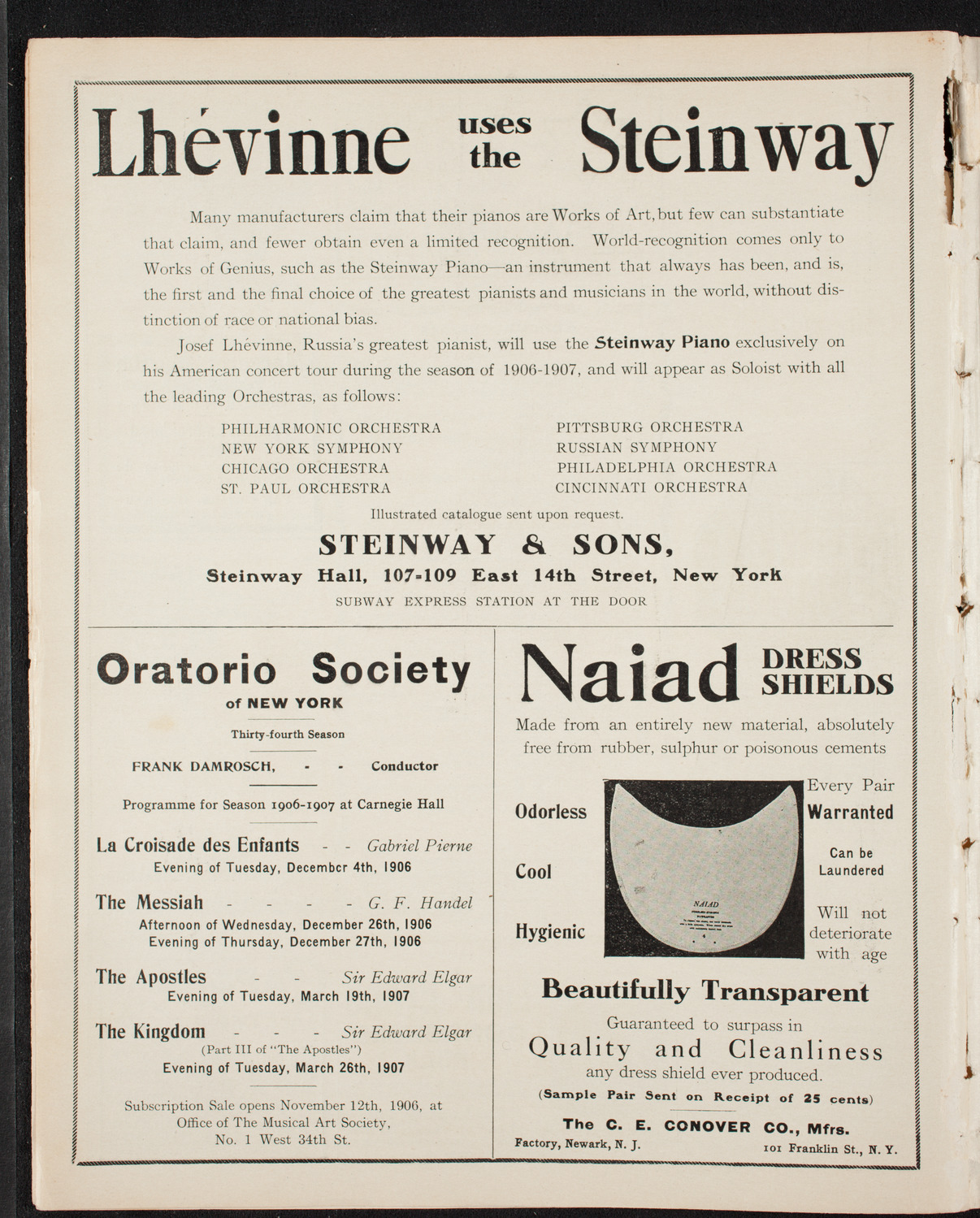 Ruggero Leoncavallo and La Scala Orchestra, October 8, 1906, program page 4