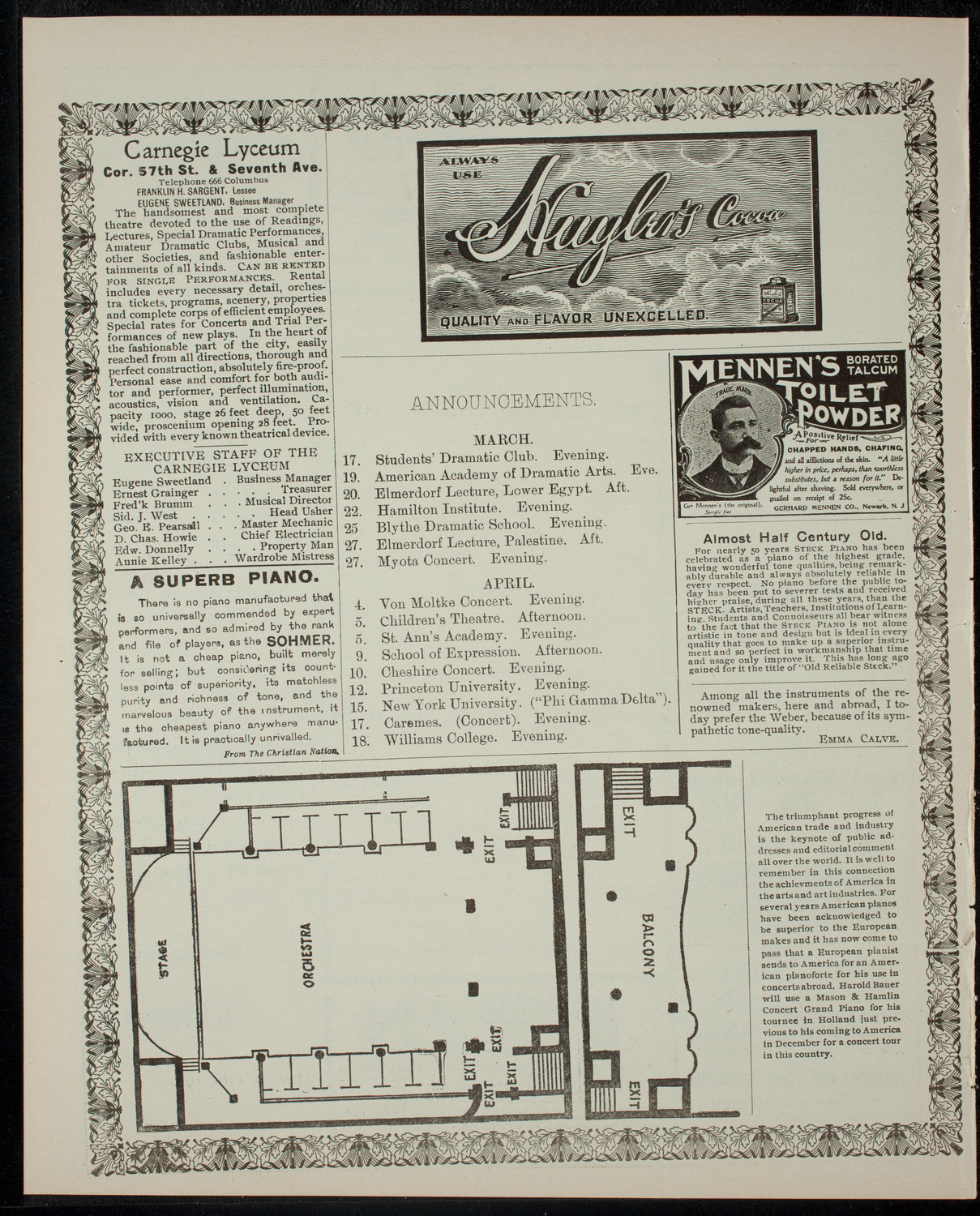 The Students' Dramatic Club, March 17, 1902, program page 4