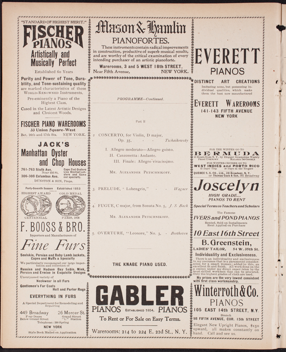New York Philharmonic, November 18, 1899, program page 6