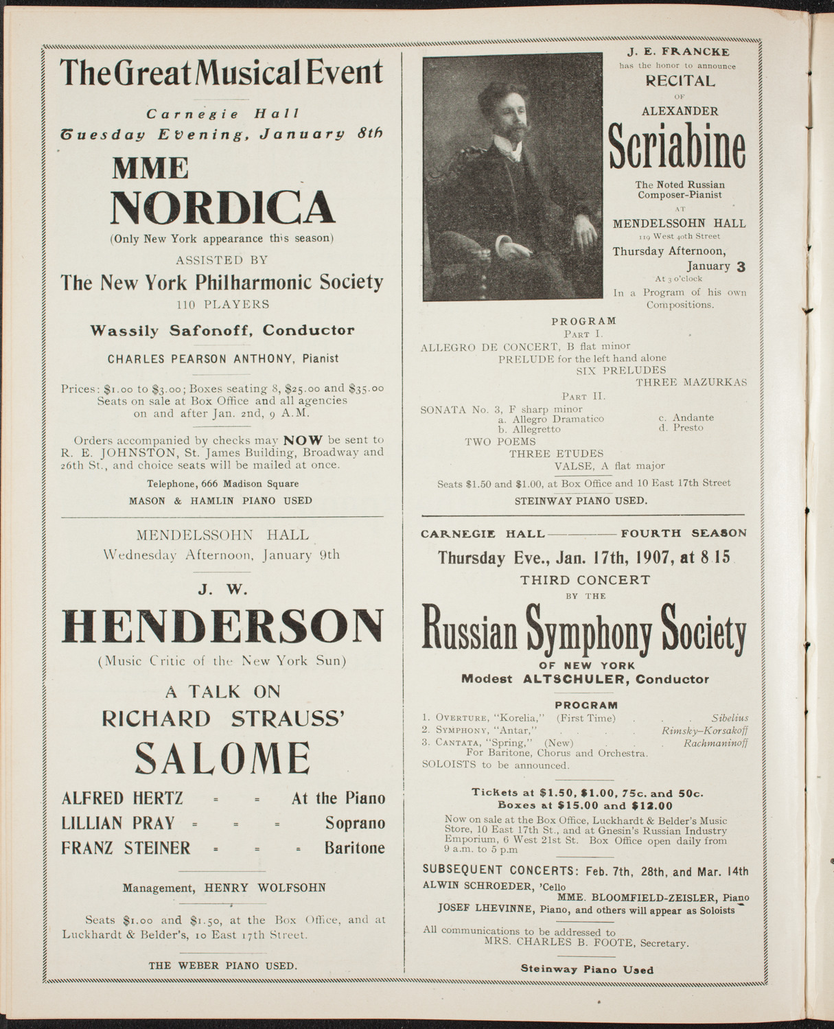 New York Symphony Orchestra, December 29, 1906, program page 10