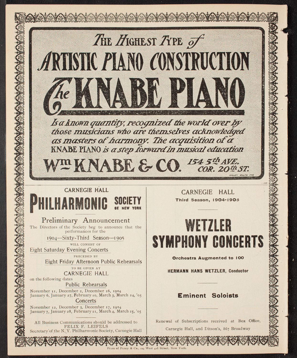 People's Singing Classes, April 24, 1904, program page 12