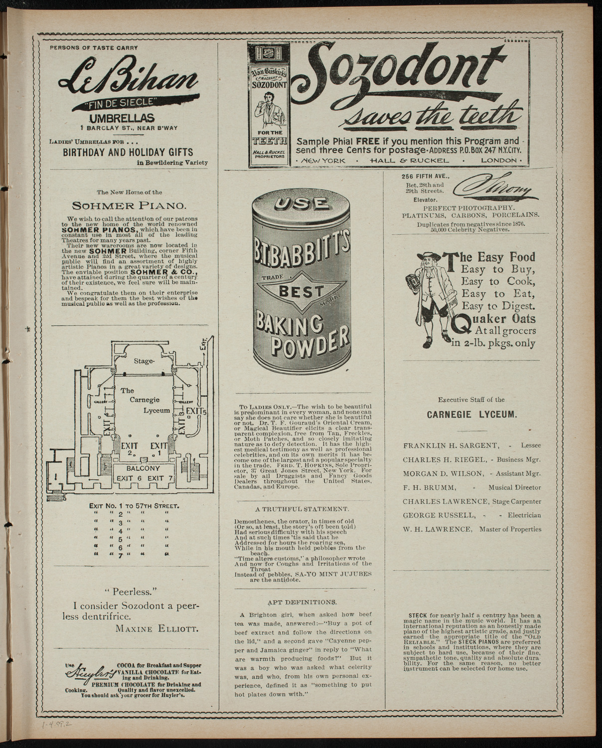 Powers-Arnold Wednesday Morning Musicale, January 4, 1899, program page 3