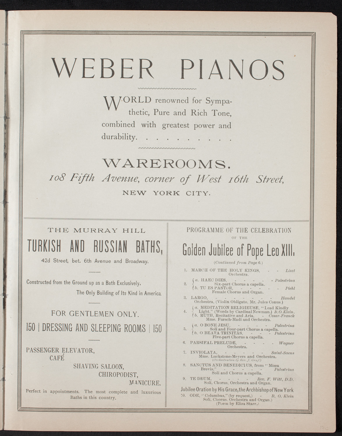Damrosch Sunday Concert, January 29, 1893, program page 7