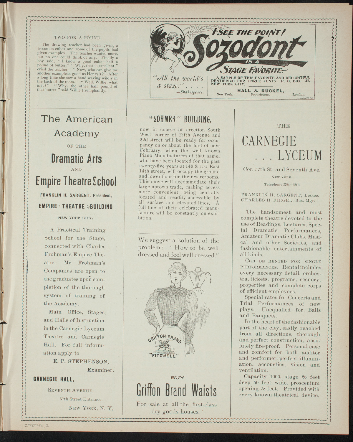 Comparative Literature Society Evening Conference, February 8, 1898, program page 3