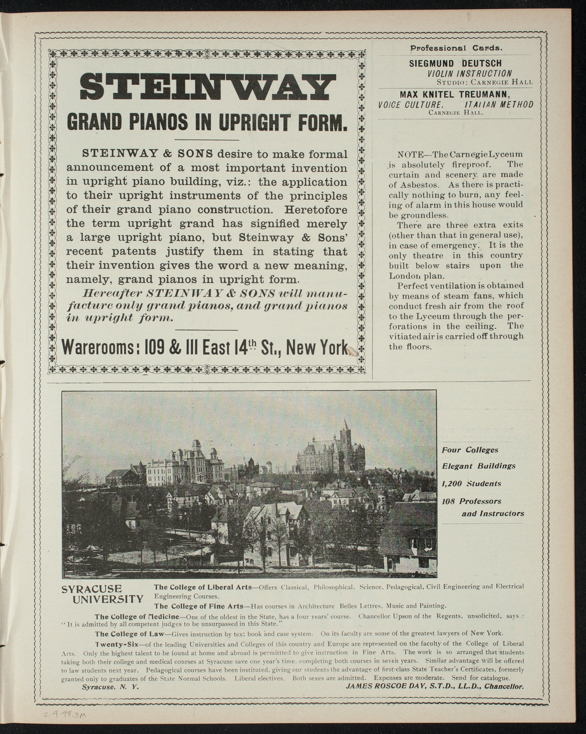 Powers-Mannes Wednesday Morning Musicale, February 9, 1898, program page 5