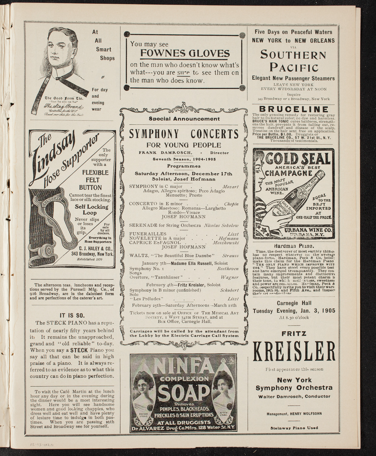 Marie de Rohan with New York Symphony Orchestra, December 13, 1904, program page 9