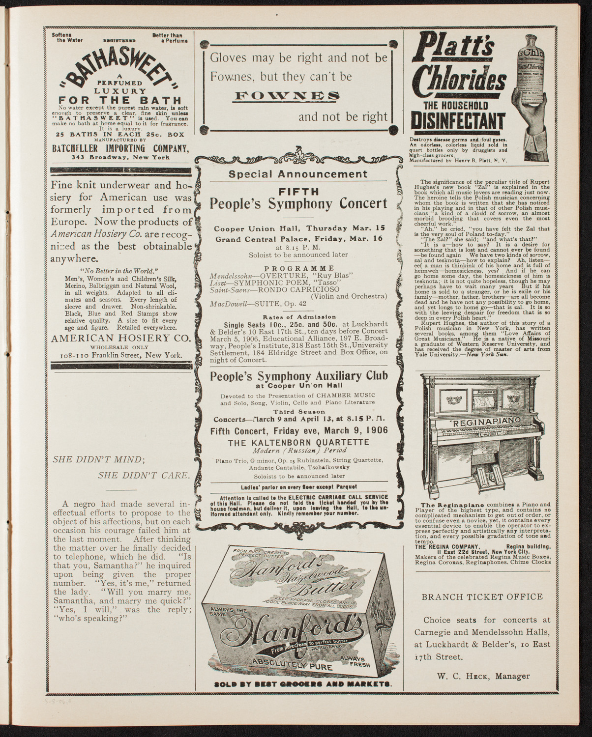 Musical Art Society of New York, March 8, 1906, program page 9