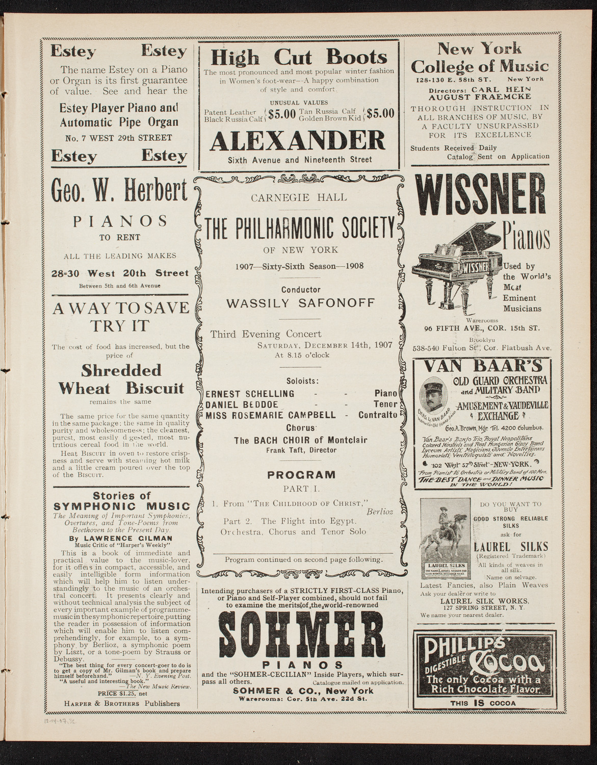 New York Philharmonic, December 14, 1907, program page 5