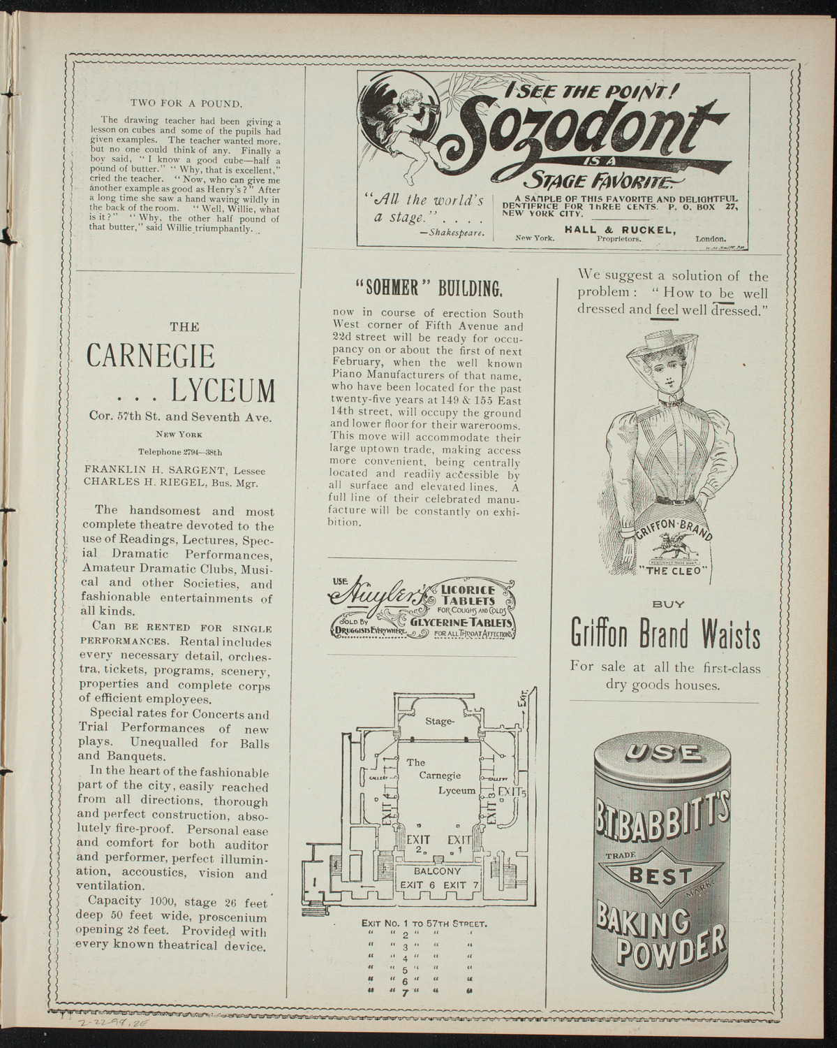 Columbia College Musical Society, February 22, 1898, program page 3