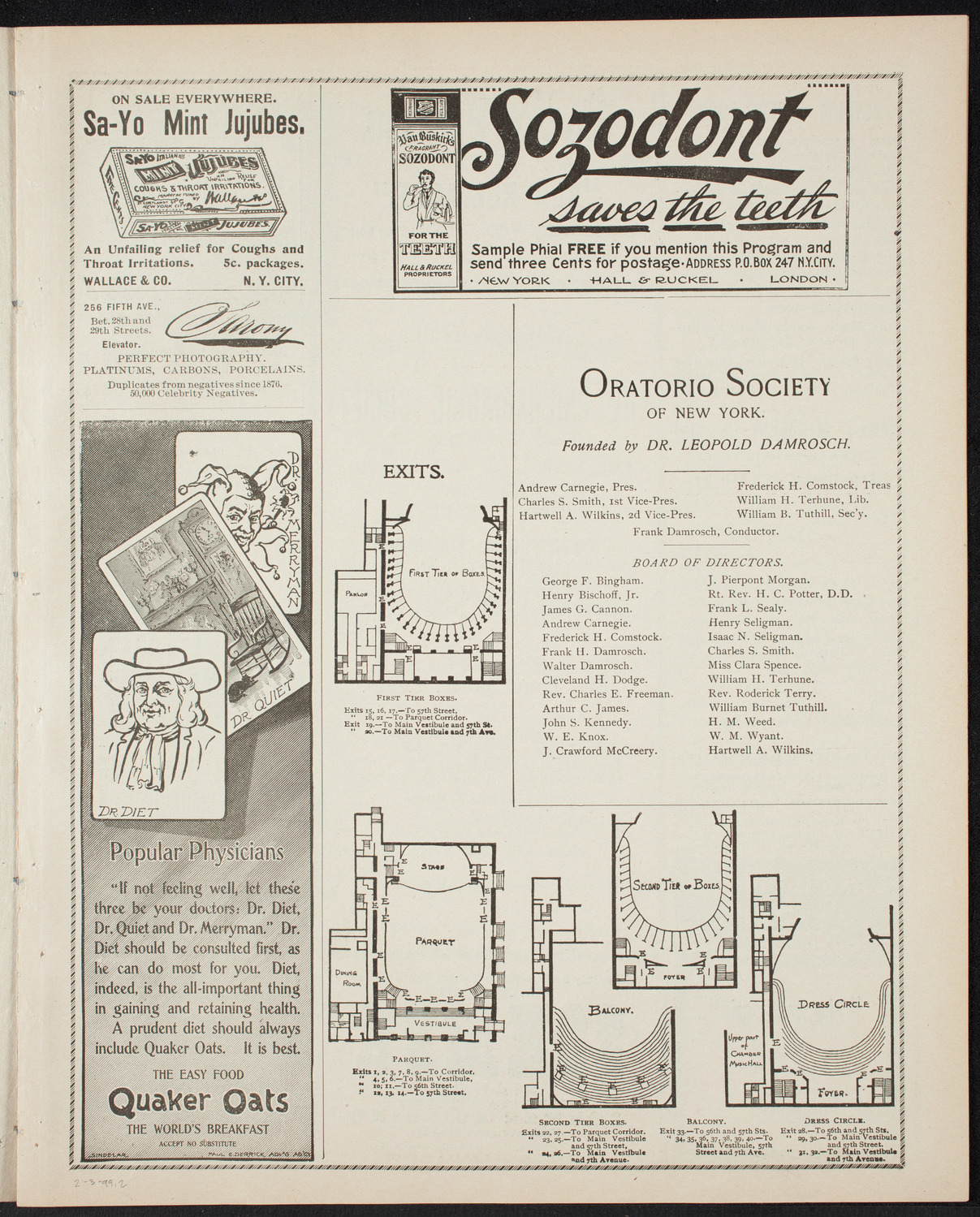 New York Philharmonic, February 3, 1899, program page 3