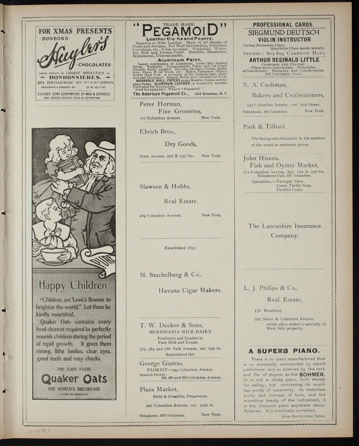 Benefit: Hebrew Technical School for Girls, December 30, 1898, program page 7