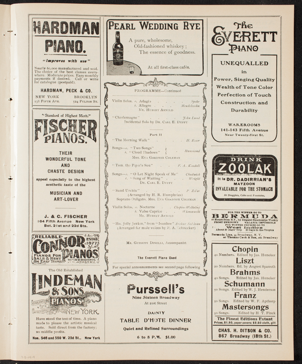 New York Banks' Glee Club, April 8, 1904, program page 7