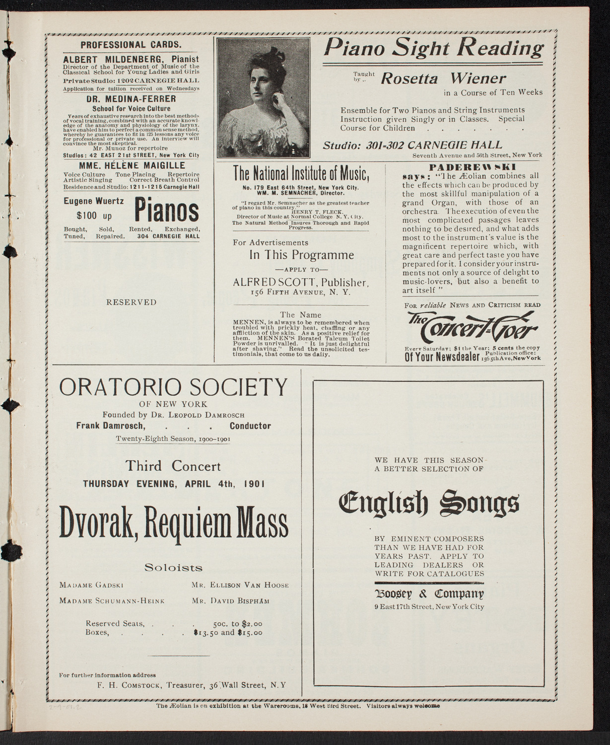 Symphony Concert for Young People, February 9, 1901, program page 3