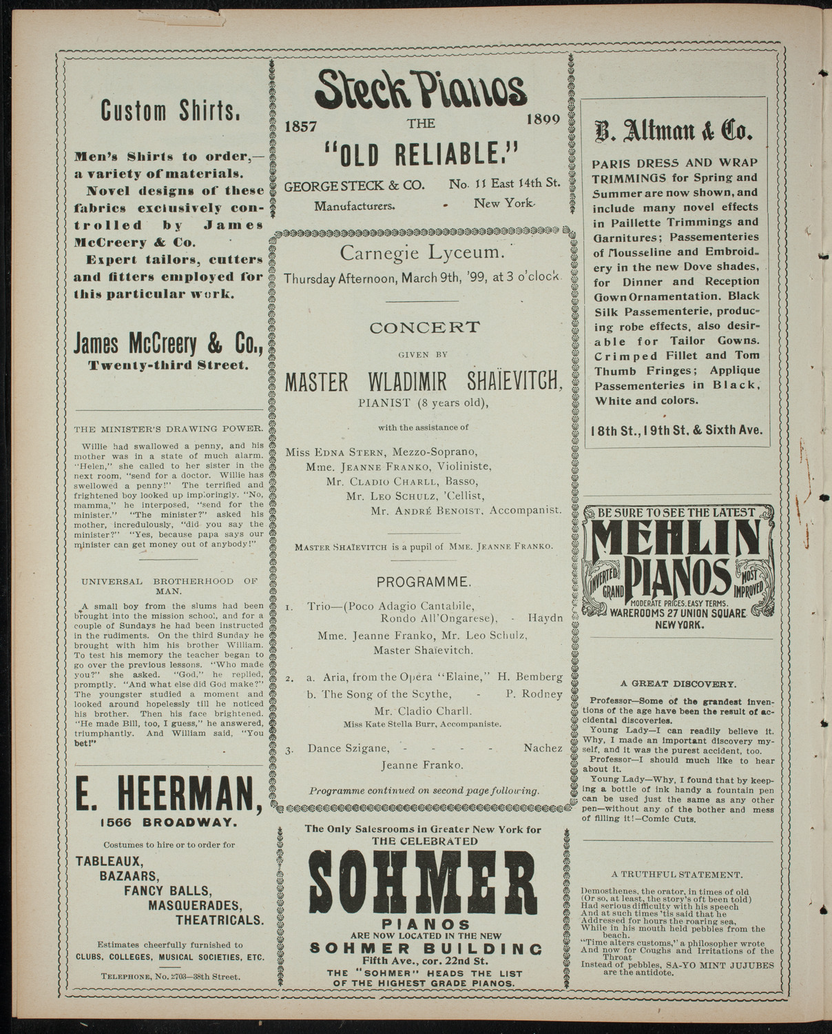 Vladimir Shaievitch and Others, March 9, 1899, program page 4